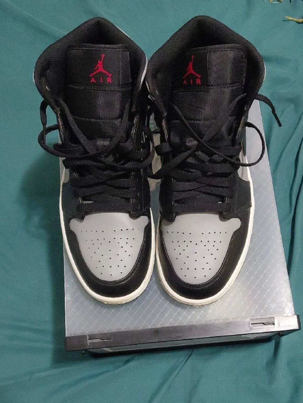 Jordan High-Top Sneakers - Black, Gray, Red Accent